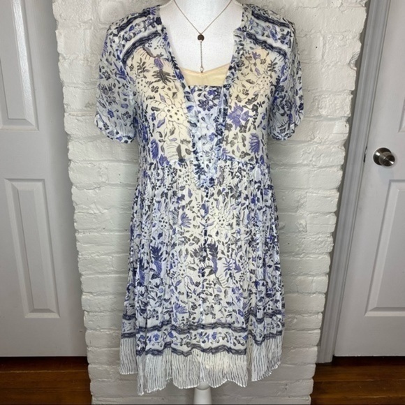 Anthropologie Maeve Canna Sheer Swing Dress Size 0 - Picture 2 of 10